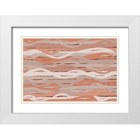 Pastel Wavey Stripes Pattern White Modern Wood Framed Art Print with Double Matting by Treechild