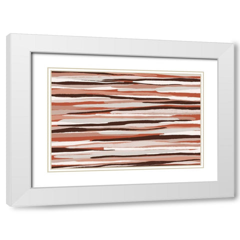Pastel Thin Stipes Pattern White Modern Wood Framed Art Print with Double Matting by Treechild