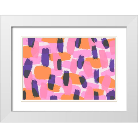 Layered Purple Strokes Pattern White Modern Wood Framed Art Print with Double Matting by Treechild
