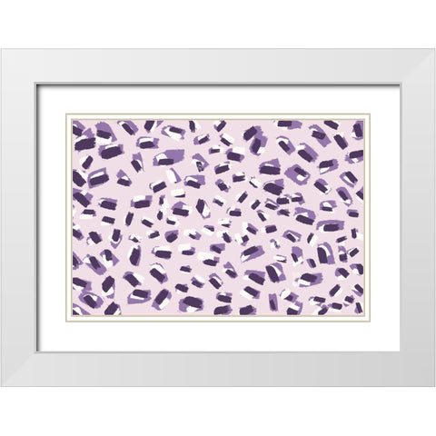 Scattered Small Purple Strokes Pattern White Modern Wood Framed Art Print with Double Matting by Treechild