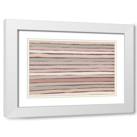 Pastel Stripes PAttern White Modern Wood Framed Art Print with Double Matting by Treechild