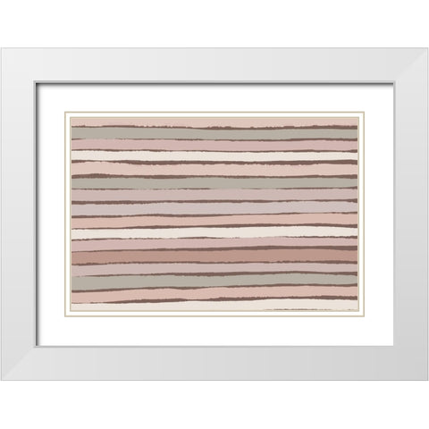 Pastel Stripes PAttern White Modern Wood Framed Art Print with Double Matting by Treechild