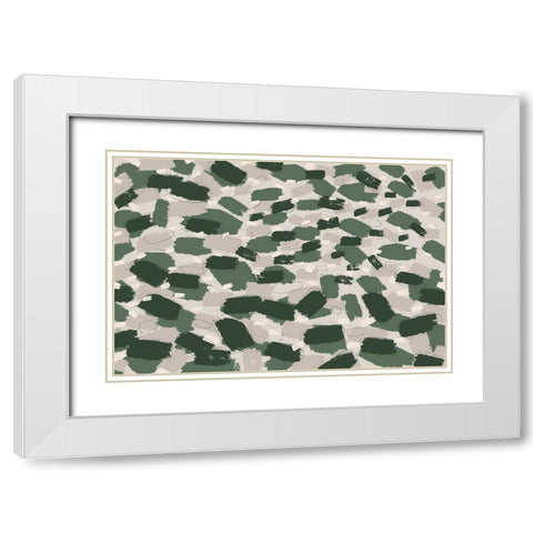 Green Pastel Strokes White Modern Wood Framed Art Print with Double Matting by Treechild