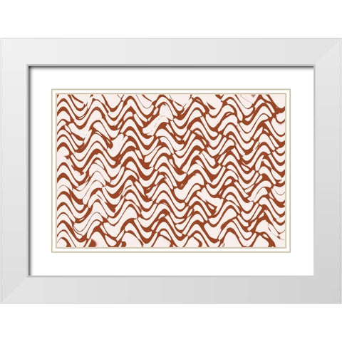 Wavey Beige Pattern Square White Modern Wood Framed Art Print with Double Matting by Treechild