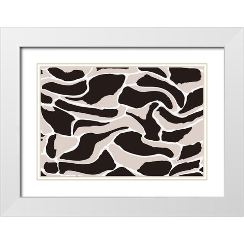 Beige And Brown Tiger Pattern White Modern Wood Framed Art Print with Double Matting by Treechild