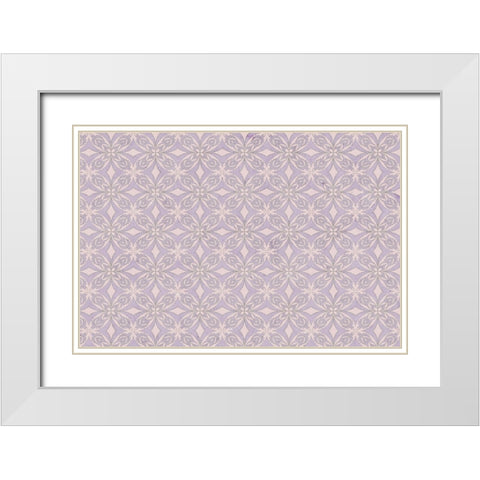 Purple Tiles Pattern White Modern Wood Framed Art Print with Double Matting by Treechild