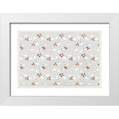 Berries in Winter Square White Modern Wood Framed Art Print with Double Matting by Treechild