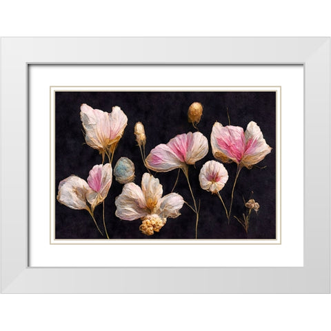 Gentle Pink Dry flowers White Modern Wood Framed Art Print with Double Matting by Treechild