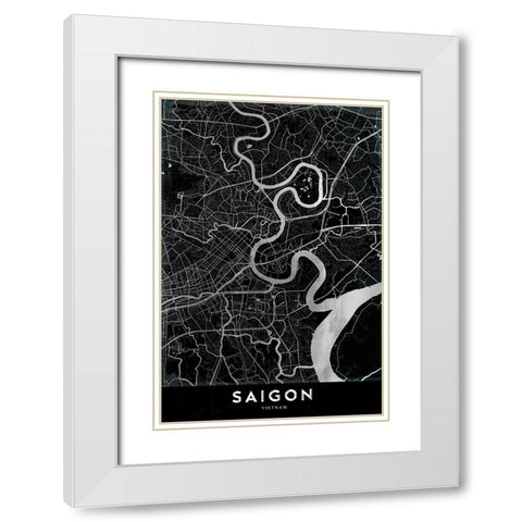 Saigon White Modern Wood Framed Art Print with Double Matting by StudioSix