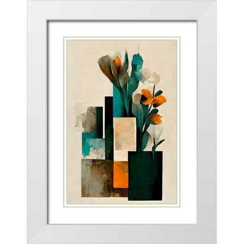 Abstract Arrangement White Modern Wood Framed Art Print with Double Matting by Treechild