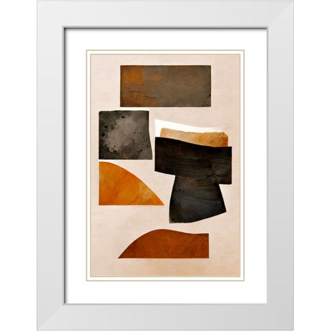 Rusty Shapes White Modern Wood Framed Art Print with Double Matting by Treechild