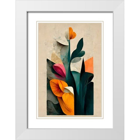 In The Garden White Modern Wood Framed Art Print with Double Matting by Treechild