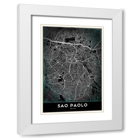 Sao Paolo White Modern Wood Framed Art Print with Double Matting by StudioSix