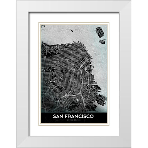 San Francisco White Modern Wood Framed Art Print with Double Matting by StudioSix
