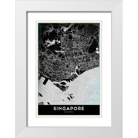 Singapore White Modern Wood Framed Art Print with Double Matting by StudioSix