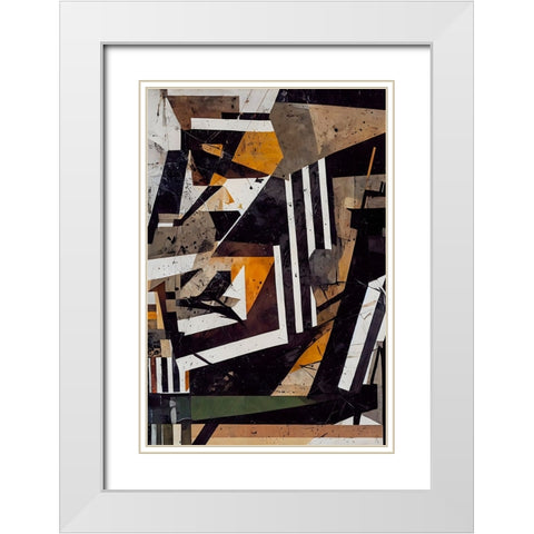 Collage No 1 White Modern Wood Framed Art Print with Double Matting by Treechild