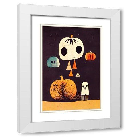 Boo! White Modern Wood Framed Art Print with Double Matting by Treechild