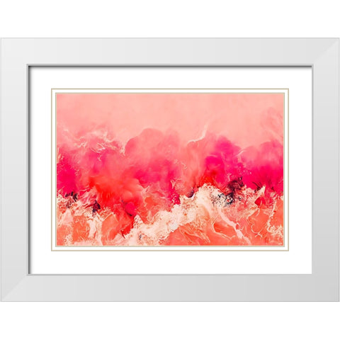 Pink Wave White Modern Wood Framed Art Print with Double Matting by Treechild