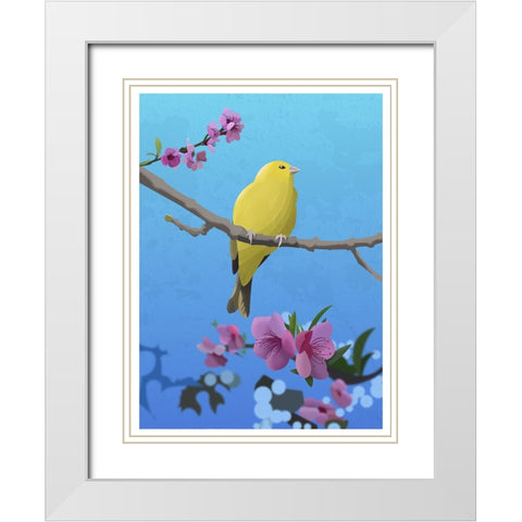 Goldfinch White Modern Wood Framed Art Print with Double Matting by Caballero, Franco