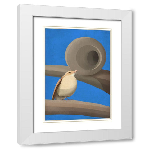 Hornero White Modern Wood Framed Art Print with Double Matting by Caballero, Franco