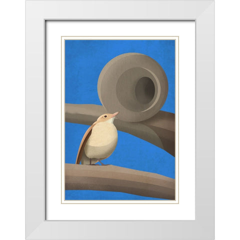 Hornero White Modern Wood Framed Art Print with Double Matting by Caballero, Franco