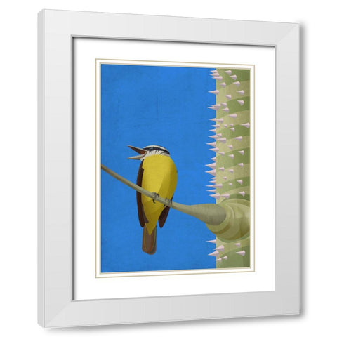 Benteveo White Modern Wood Framed Art Print with Double Matting by Caballero, Franco