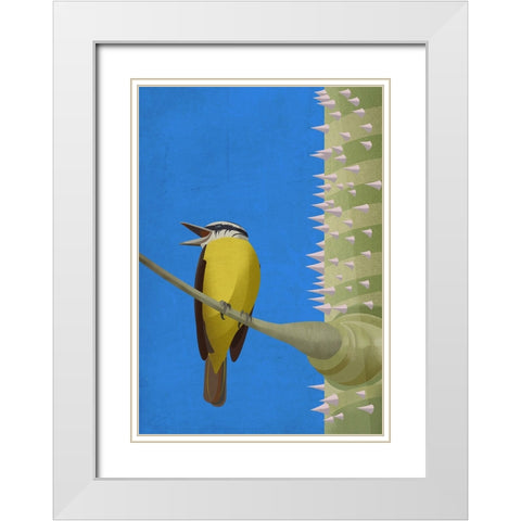 Benteveo White Modern Wood Framed Art Print with Double Matting by Caballero, Franco