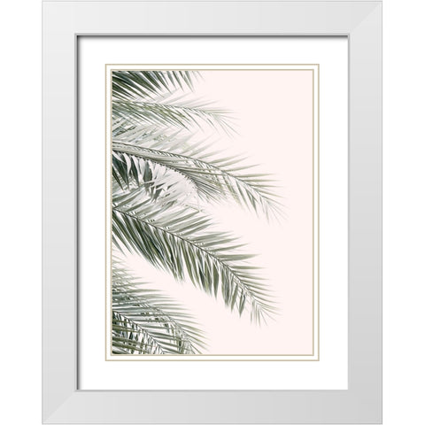 Blush Palm Leaves White Modern Wood Framed Art Print with Double Matting by Pienaar, Kathrin