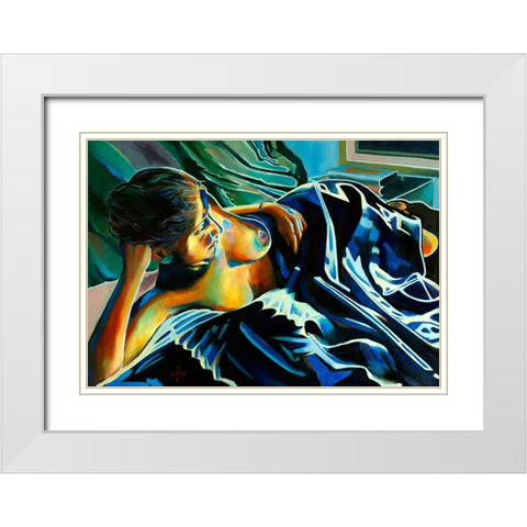 Blue Velvet - 09-07-22 White Modern Wood Framed Art Print with Double Matting by Akkers, Corne