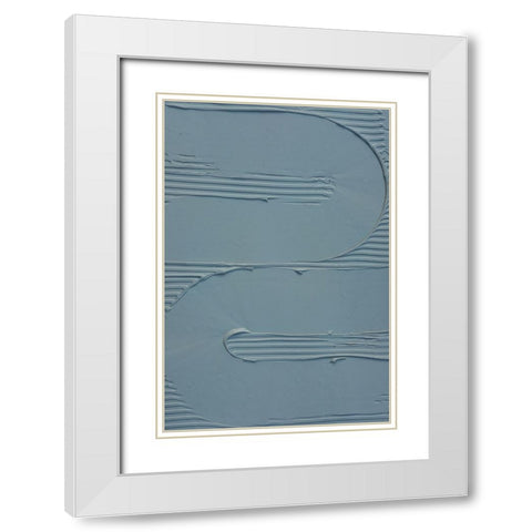 Mud Texture 12 Blue White Modern Wood Framed Art Print with Double Matting by Pictufy Studio III