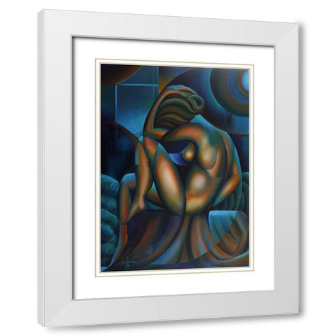 Roundism - 12-02-17 White Modern Wood Framed Art Print with Double Matting by Akkers, Corne