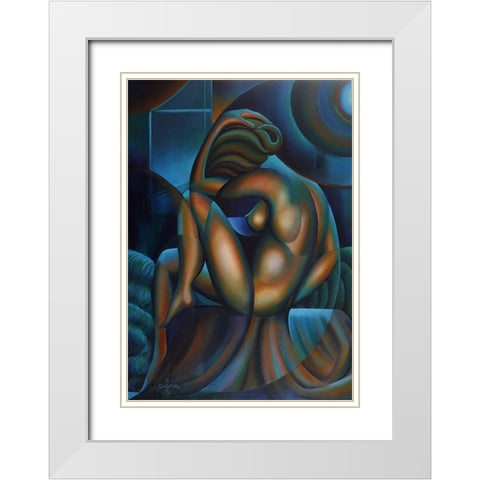 Roundism - 12-02-17 White Modern Wood Framed Art Print with Double Matting by Akkers, Corne