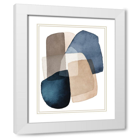 Blue Brown Blocks White Modern Wood Framed Art Print with Double Matting by Pienaar, Kathrin