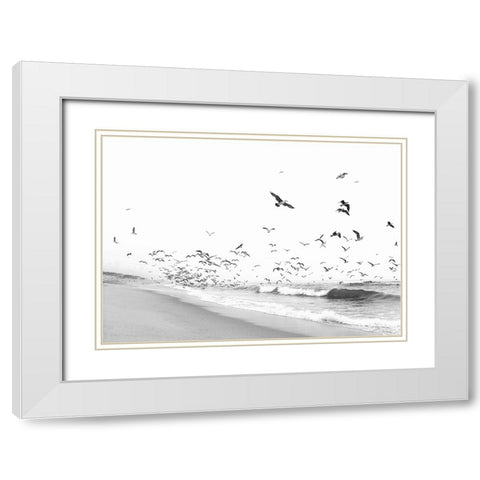 Seascape BW White Modern Wood Framed Art Print with Double Matting by Pienaar, Kathrin