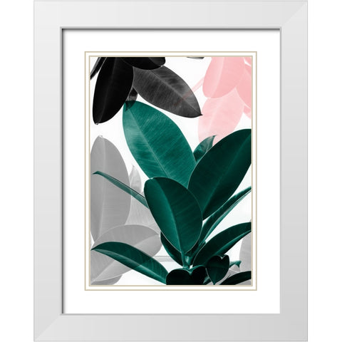 Leaf Play White Modern Wood Framed Art Print with Double Matting by Pienaar, Kathrin