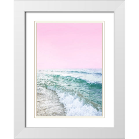 Pink Sky Beach White Modern Wood Framed Art Print with Double Matting by Pienaar, Kathrin