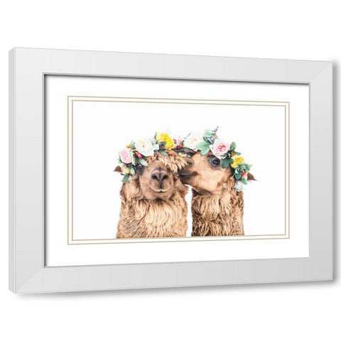 Boho Alpacas White Modern Wood Framed Art Print with Double Matting by Pienaar, Kathrin