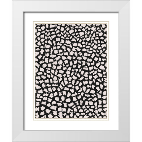 White Doodle Zigzag White Modern Wood Framed Art Print with Double Matting by Treechild