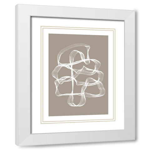 Ink White and Beige White Modern Wood Framed Art Print with Double Matting by Treechild