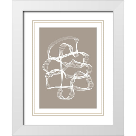 Ink White and Beige White Modern Wood Framed Art Print with Double Matting by Treechild