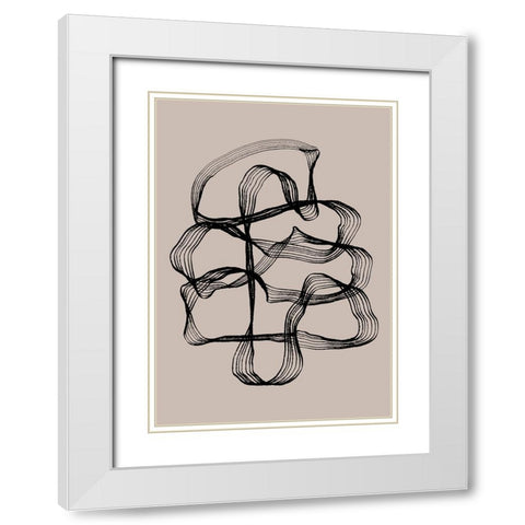 Ink Black and Beige White Modern Wood Framed Art Print with Double Matting by Treechild