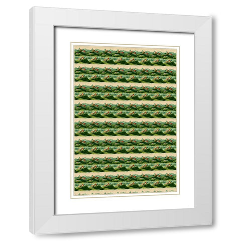 Cute Village Pattern White Modern Wood Framed Art Print with Double Matting by Treechild