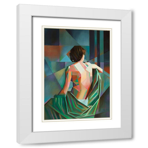 Homage to EugAune DurieuaÂ€Â™s Seated Female Nude aÂ€Â“ 02-08-22 White Modern Wood Framed Art Print with Double Matting by Akkers, Corne