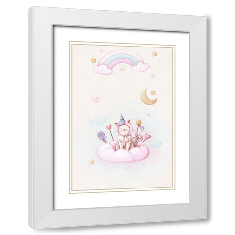 Meow - Im a unicorn White Modern Wood Framed Art Print with Double Matting by Thai, Xuan