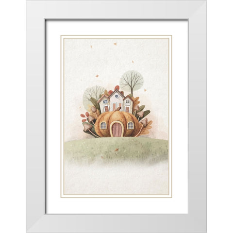 Pumpkin House White Modern Wood Framed Art Print with Double Matting by Thai, Xuan