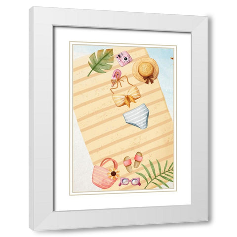 Beach Time White Modern Wood Framed Art Print with Double Matting by Thai, Xuan
