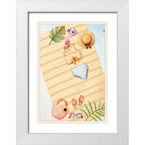 Beach Time White Modern Wood Framed Art Print with Double Matting by Thai, Xuan