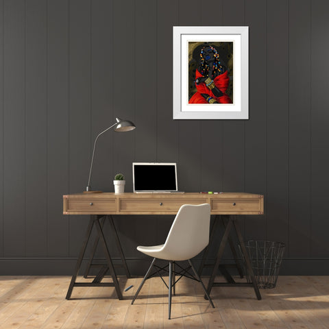 Acodonqua (Golden) White Modern Wood Framed Art Print with Double Matting by Amihere, Lord