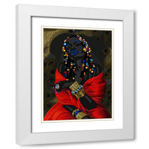 Acodonqua (Golden) White Modern Wood Framed Art Print with Double Matting by Amihere, Lord