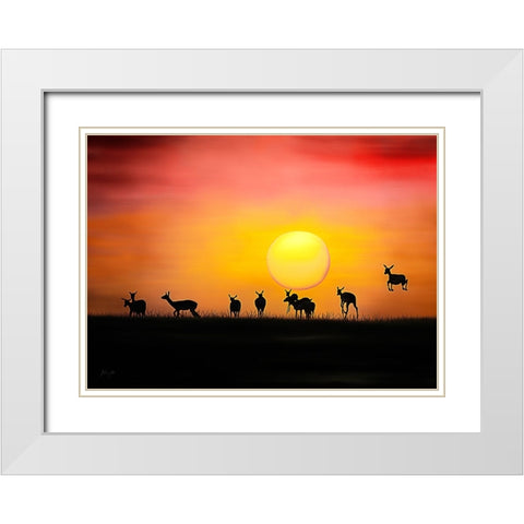Impala Crepuscule White Modern Wood Framed Art Print with Double Matting by Amihere, Lord